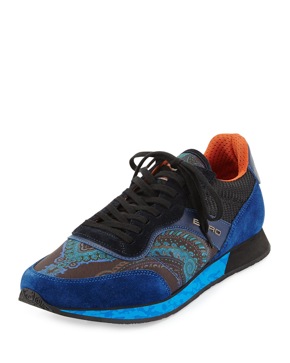 Etro Paisley Print Panelled Sneakers in Black for Men | Lyst