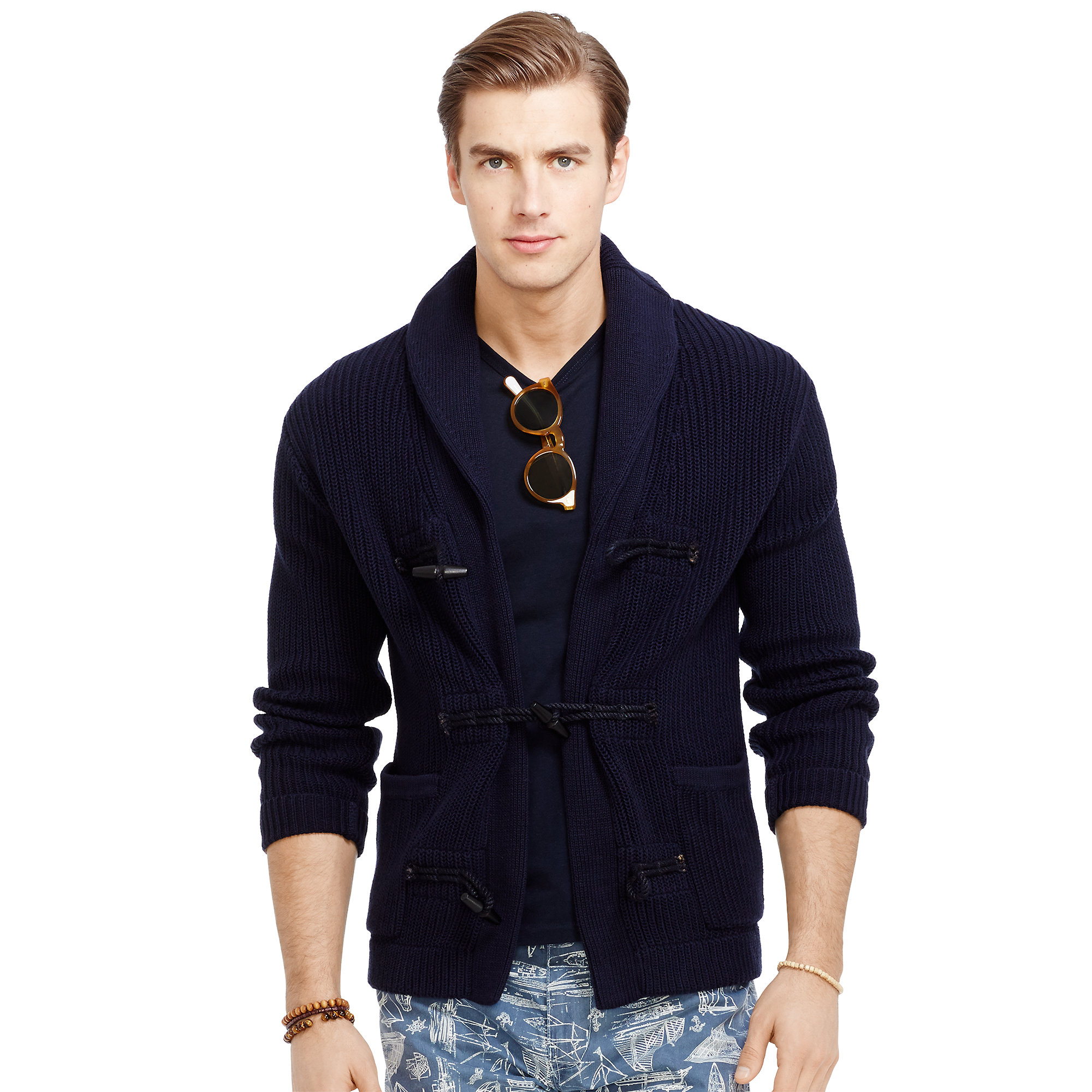 Lyst - Polo Ralph Lauren Cotton Toggle Cardigan in Blue for Men