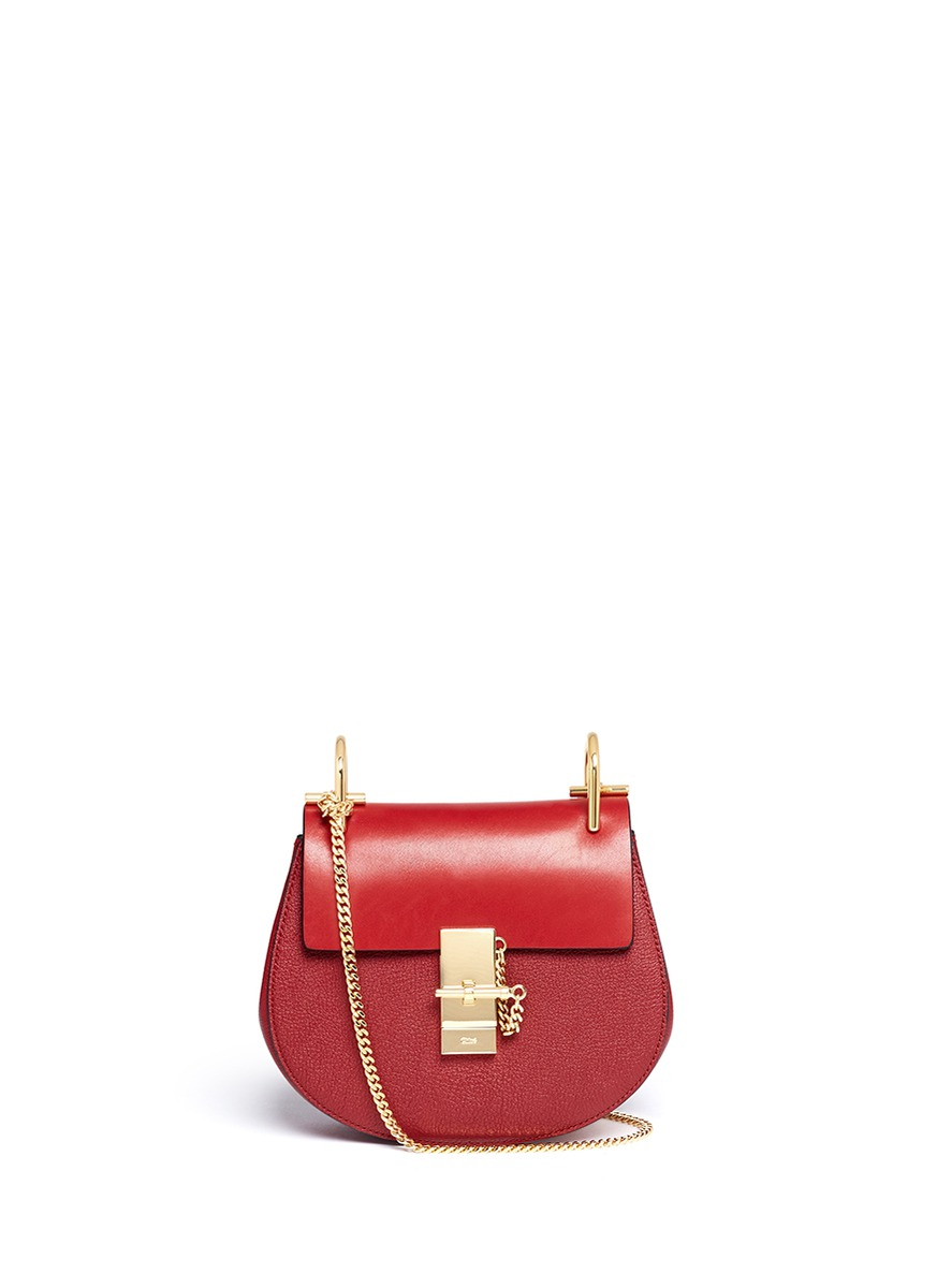 Lyst - Chloé 'drew' Mini Leather Shoulder Bag in Red