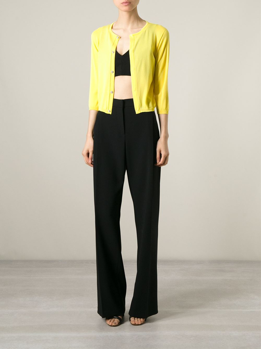 Max mara Cropped Cardigan in Yellow Lyst