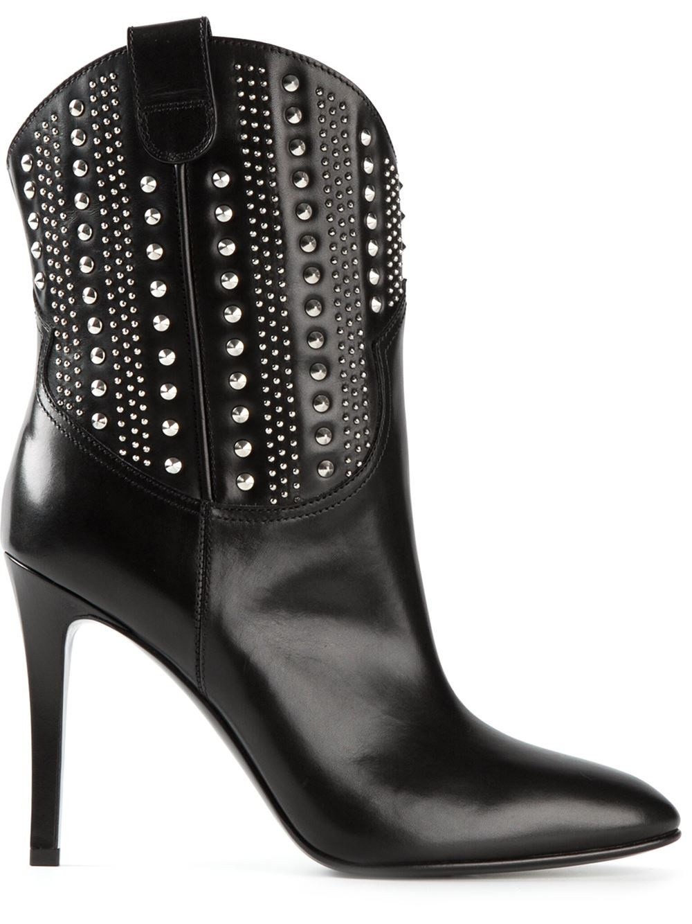 Lyst - Saint Laurent Debbie 100 Studded Cowboy Boots in Black