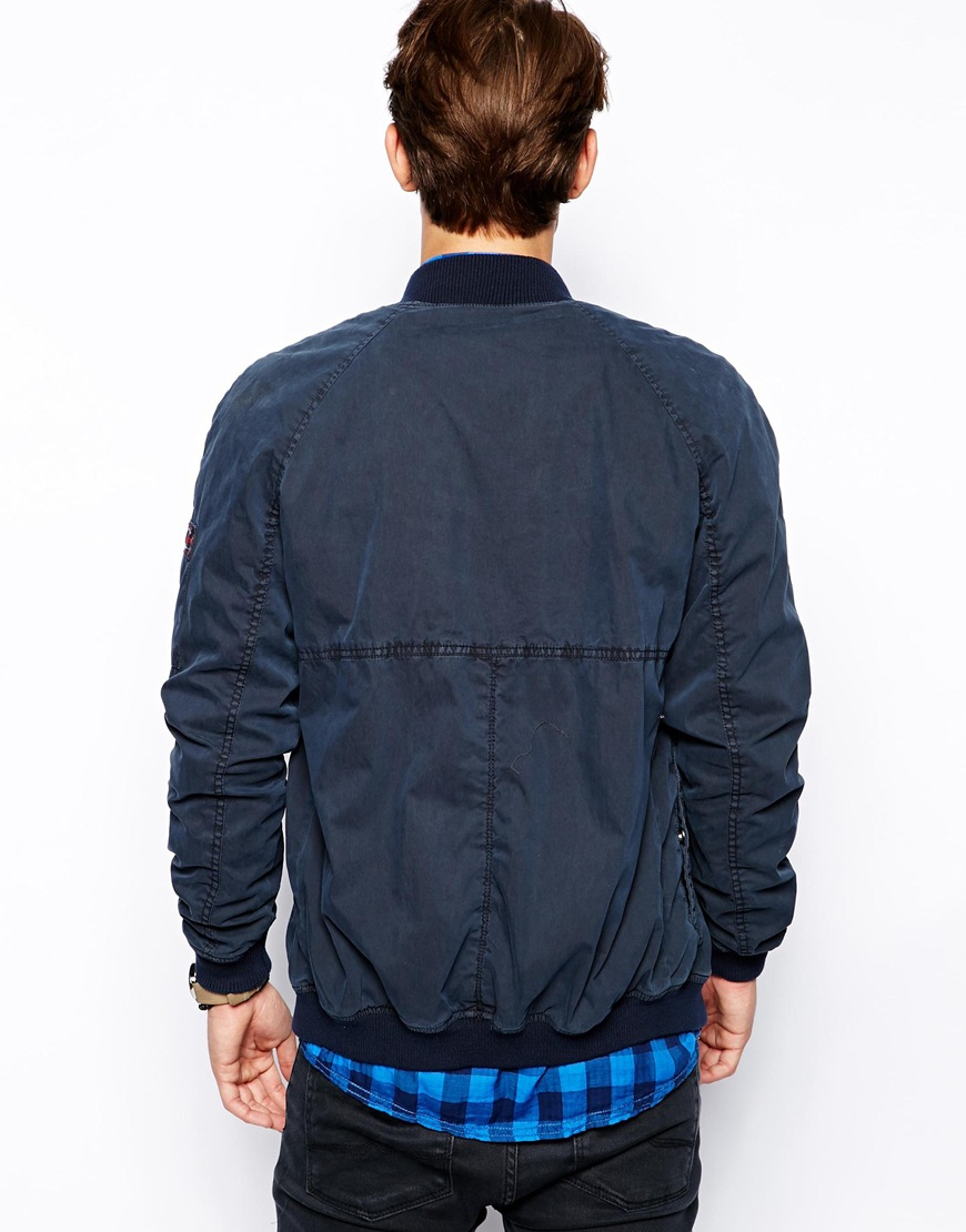 Lyst Pull&bear Bomber Jacket in Blue for Men