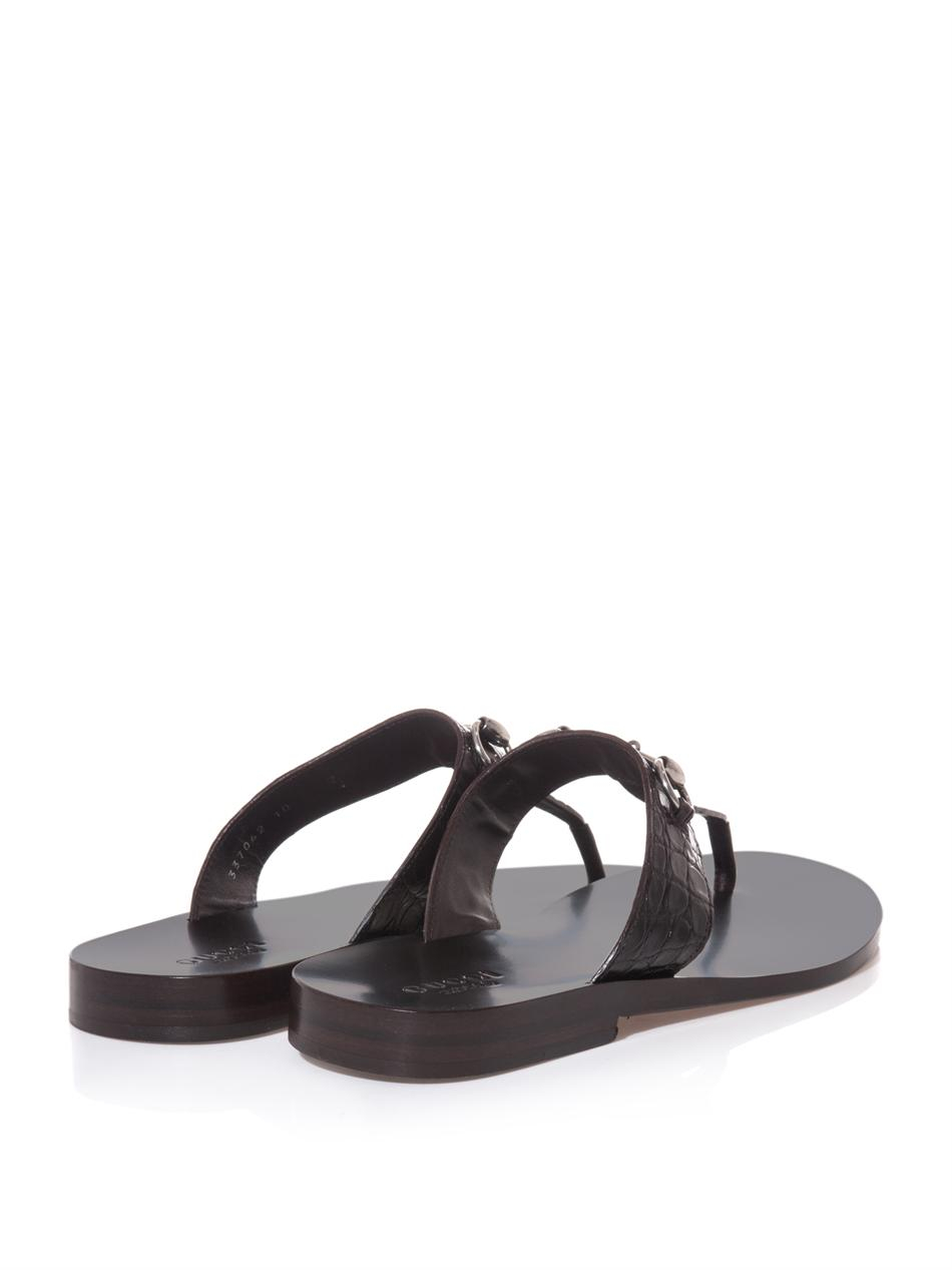 Lyst Gucci  Crocodile  Horsebit Sandals  in Brown for Men 