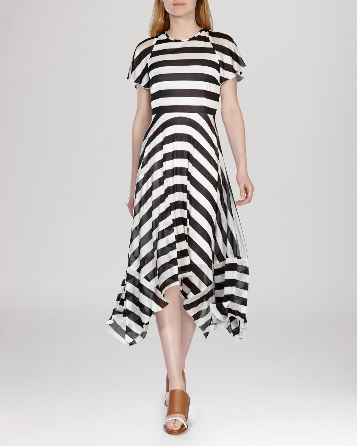 Lyst Karen Millen Dress Draped Striped Jersey in Black