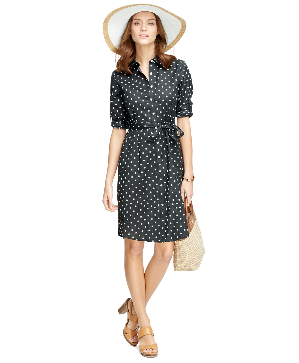 Lyst Brooks Brothers Polka  Dot  Shirt  Dress  in Black