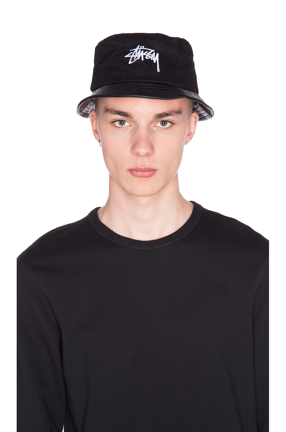 stussy black stock leather brim bucket hat product 0 243095952 normal