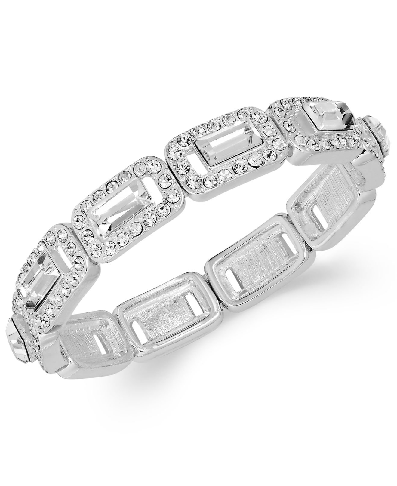 Charter club Silvertone Crystal Baguette Stretch Bracelet in Metallic