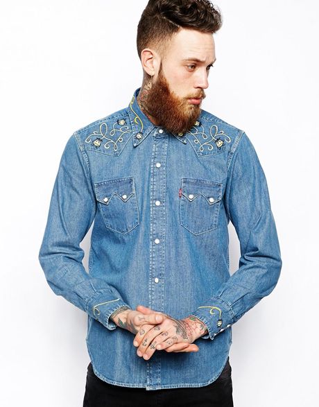 Levi's Denim Shirt Sawtooth Gold Embro in Blue for Men (Parsons) | Lyst