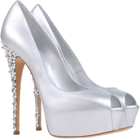 Casadei Pumps with Open Toe in Silver | Lyst