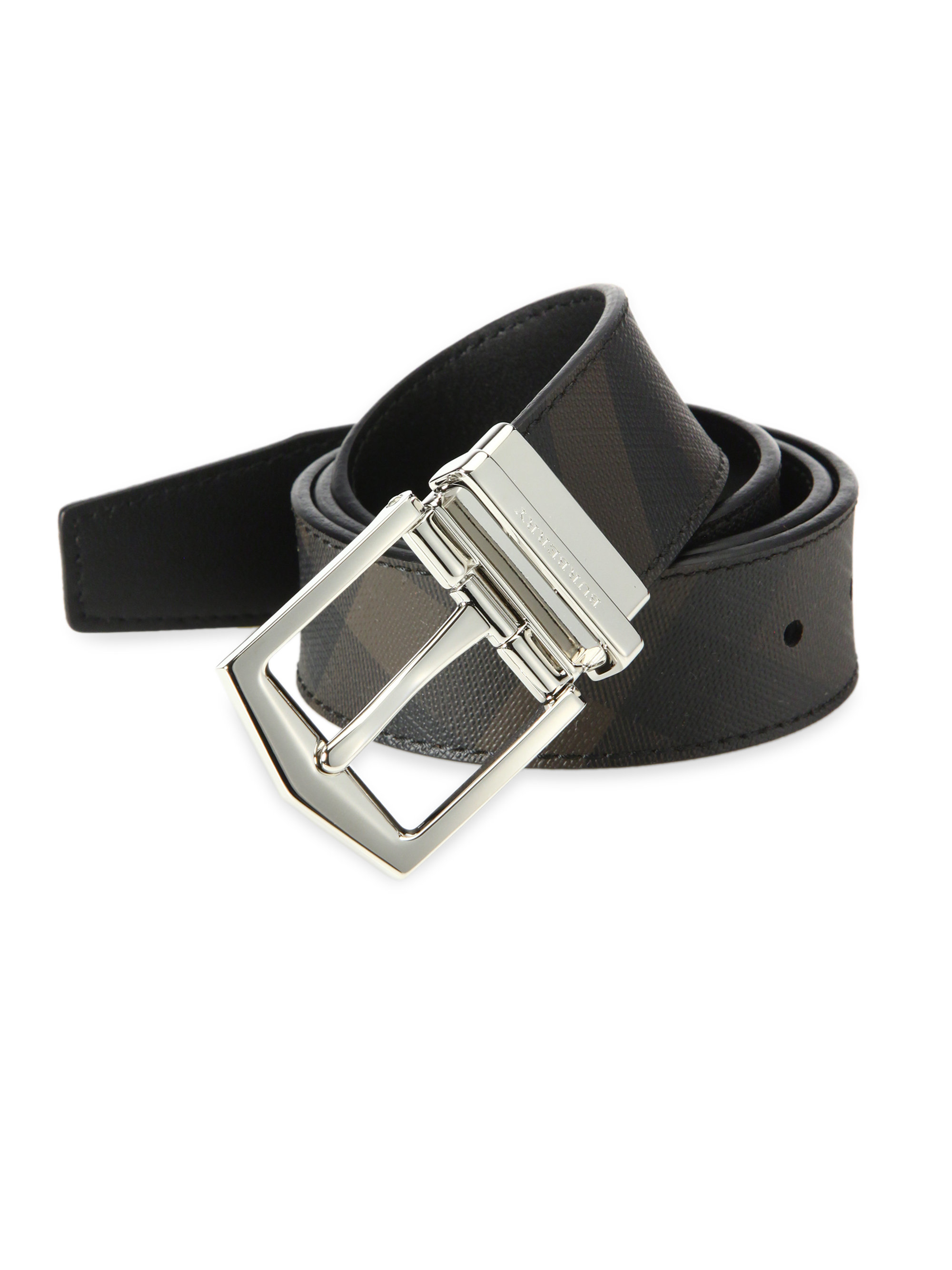 Burberry Leather Belt in Black for Men | Lyst