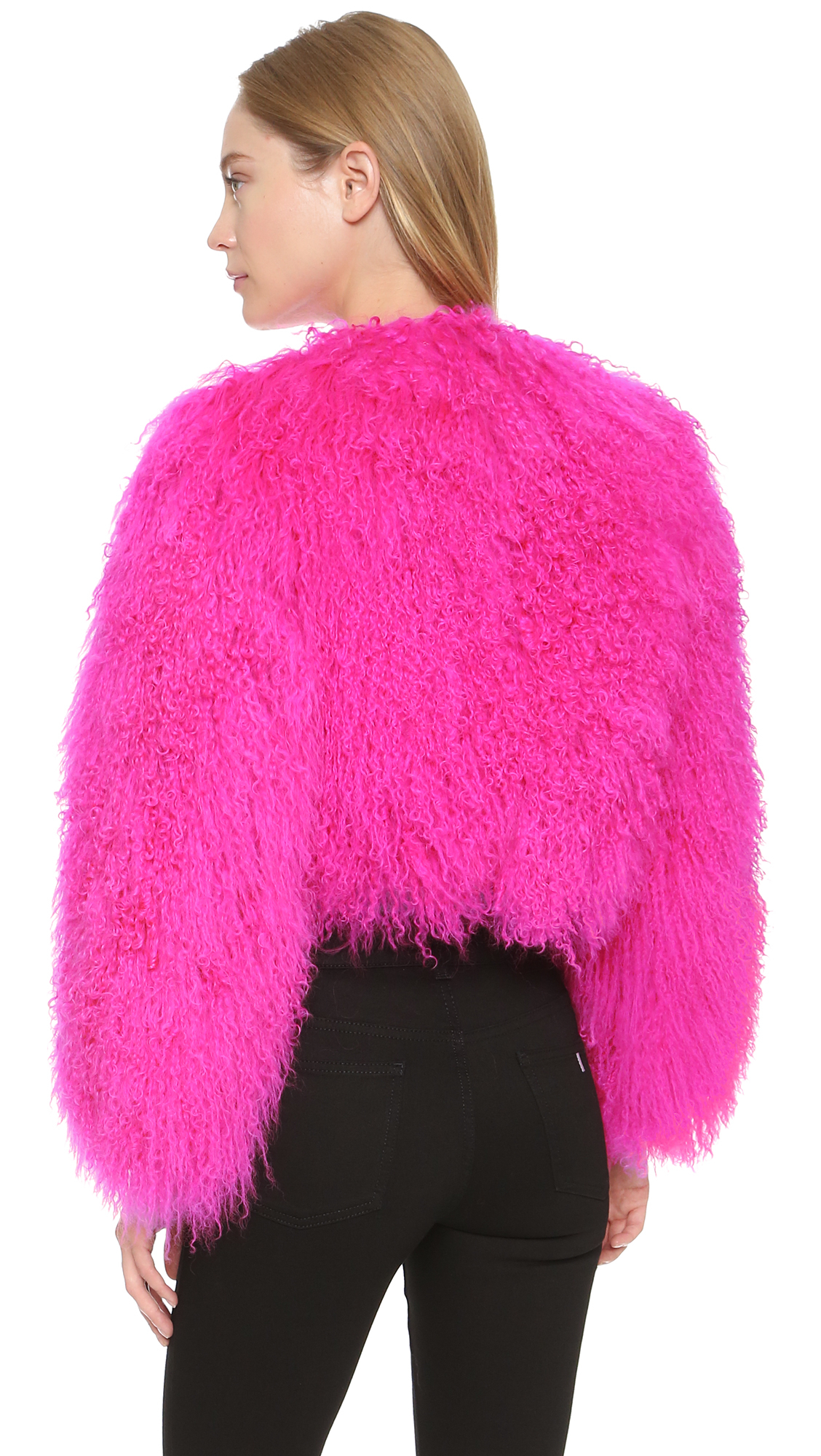 Boutique moschino Fur Jacket - Pink in Pink | Lyst