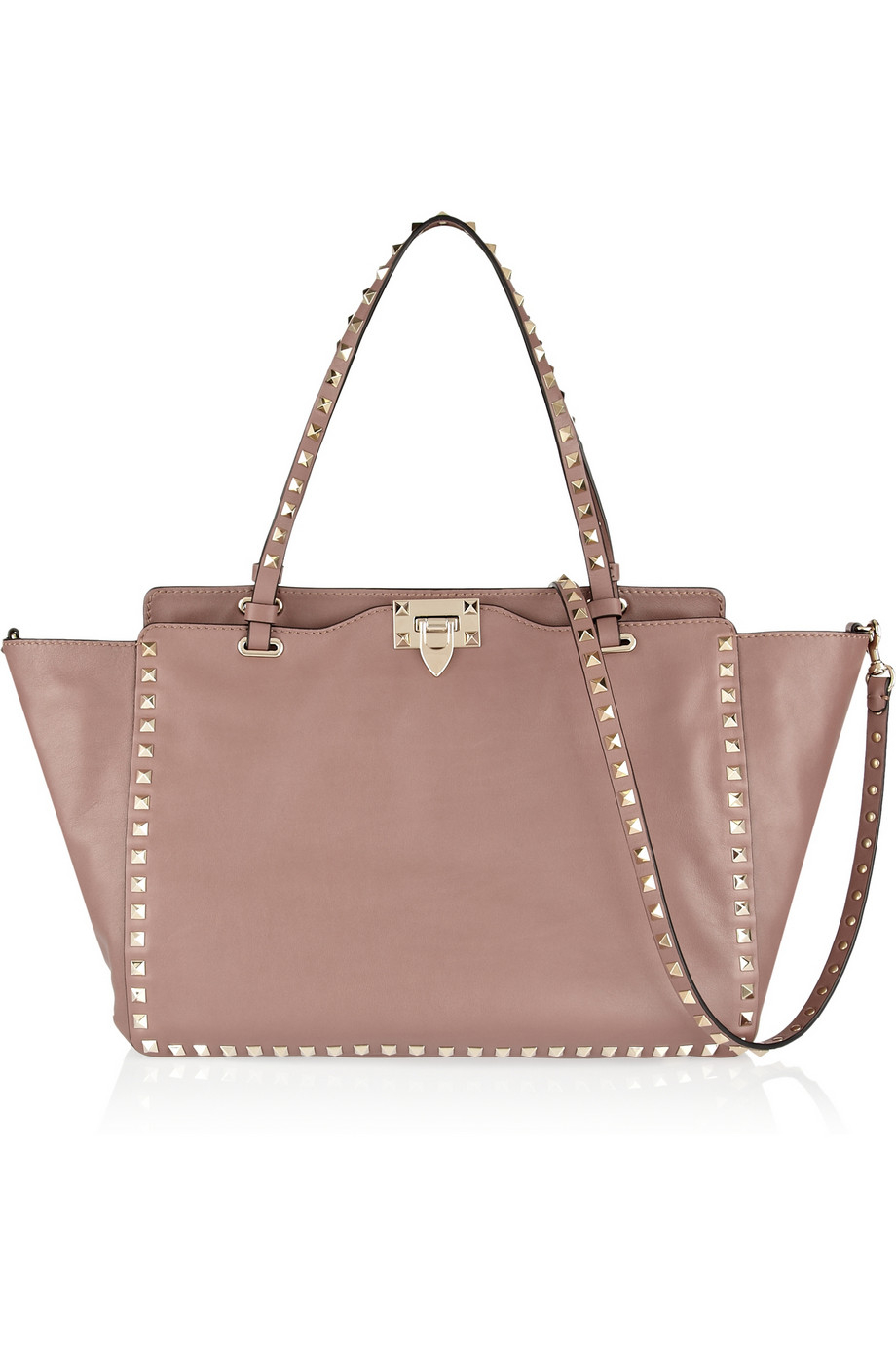 Lyst - Valentino The Rockstud Medium Leather Trapeze Bag in Pink