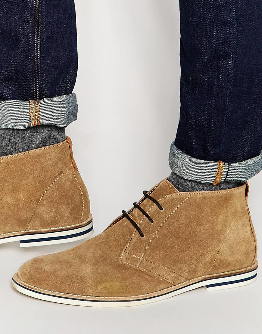 Dune Chukka Boots In Tan Suede in Brown for Men | Lyst