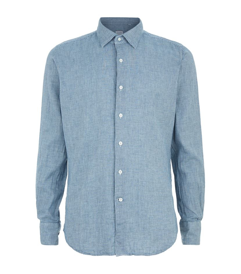 Slowear Brushed Cotton Micro Check Shirt in Blue for Men | Lyst