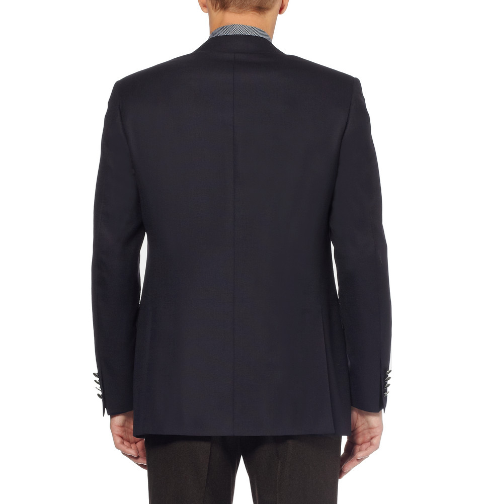 Canali Wool Travel Blazer in Black for Men - Lyst