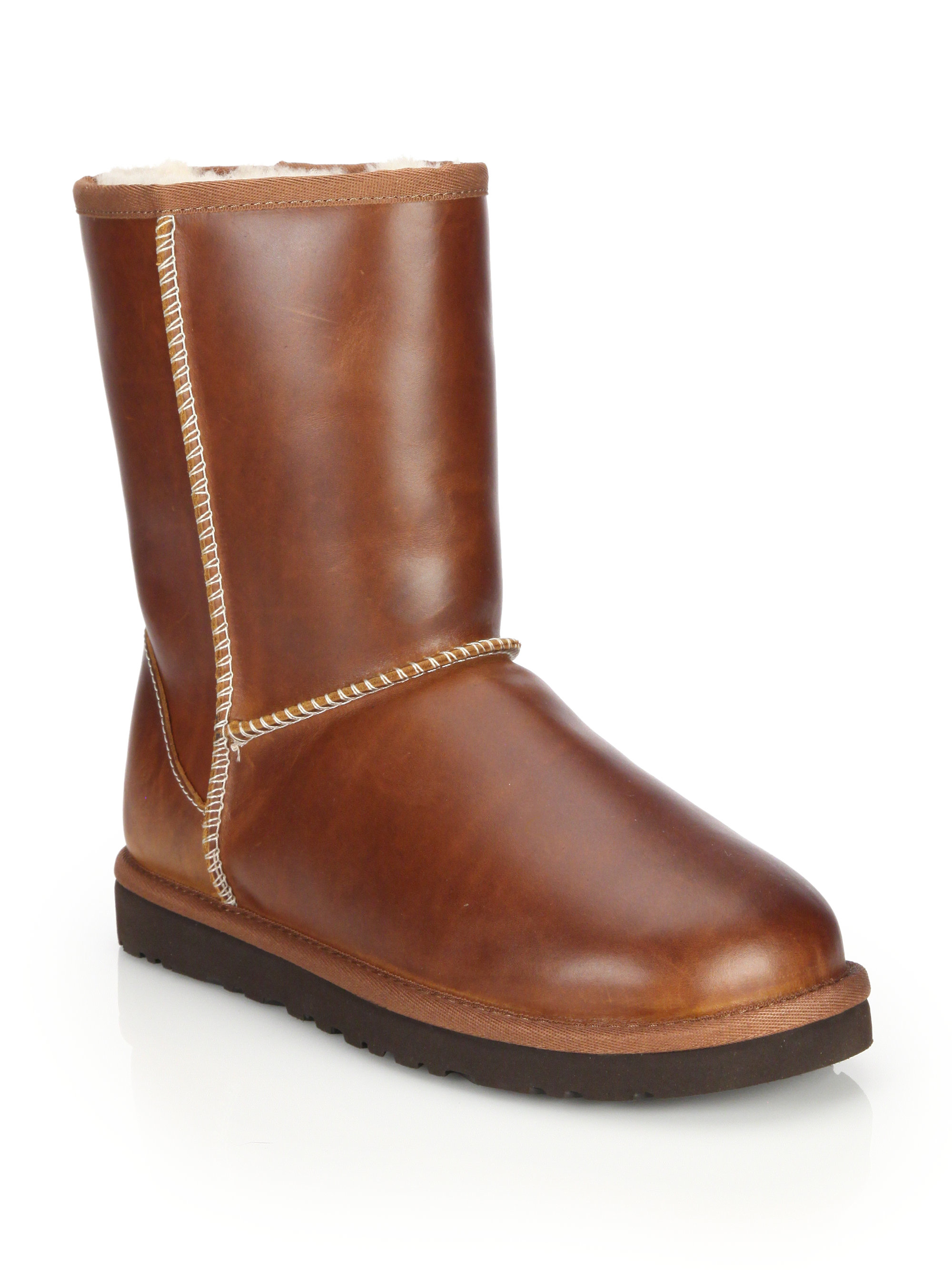 Ugg Classic Short Leather & Pure Boots in Brown (chestnut) | Lyst