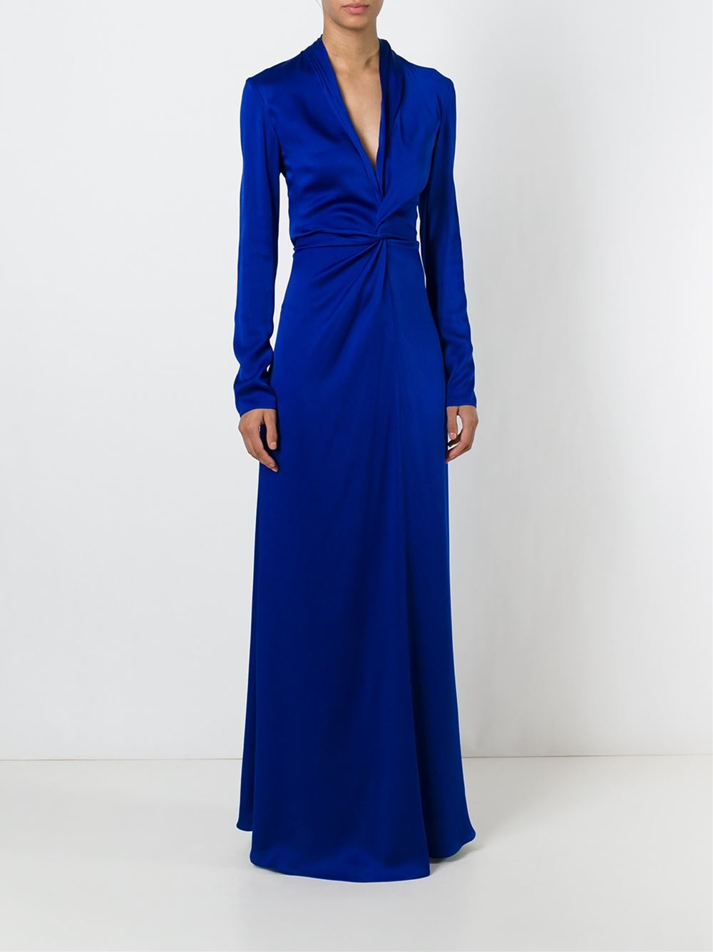 Lyst - Lanvin Draped Evening Gown in Blue
