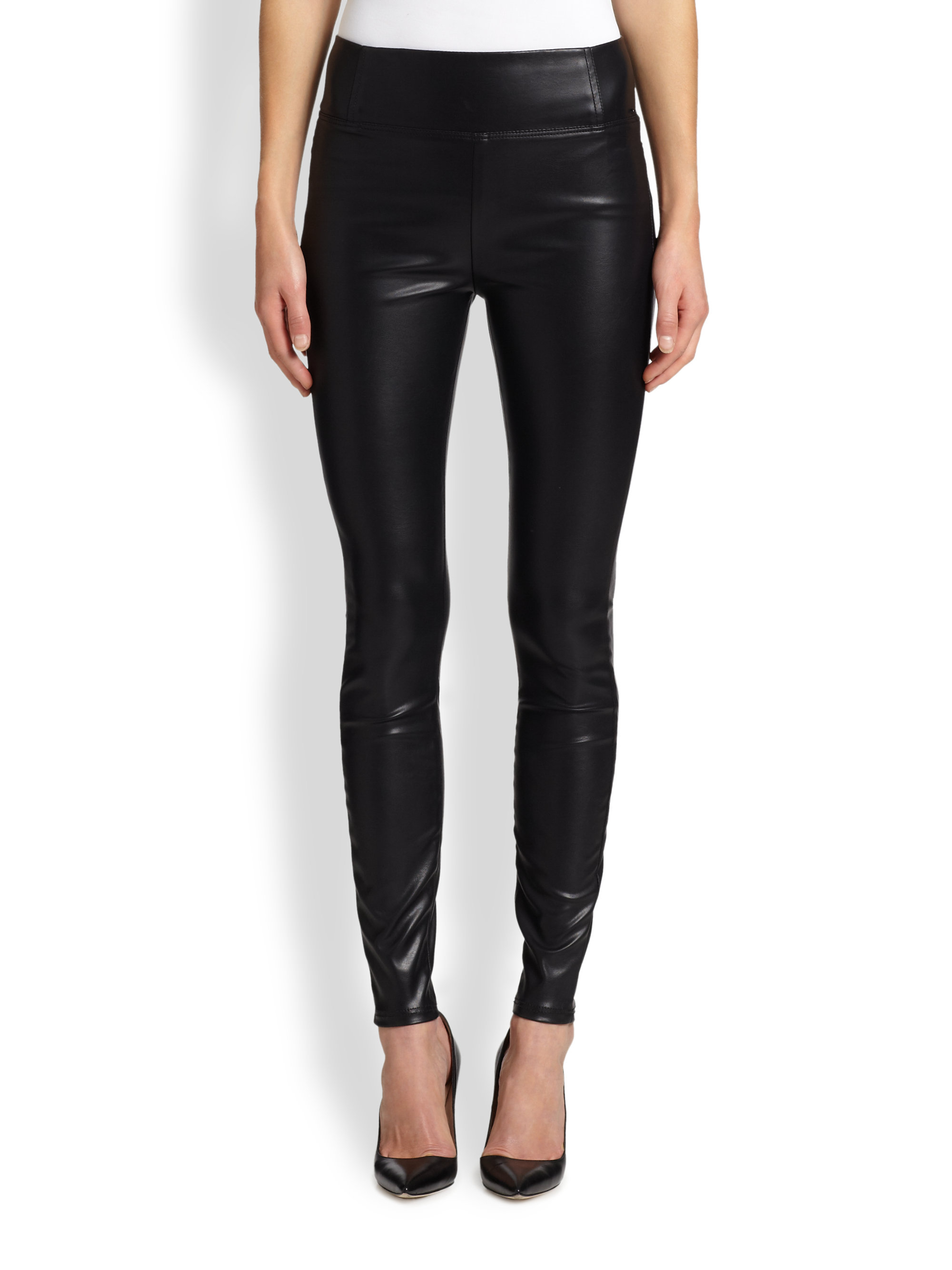 Mother The Sandy Faux Leather Leggings in Black | Lyst