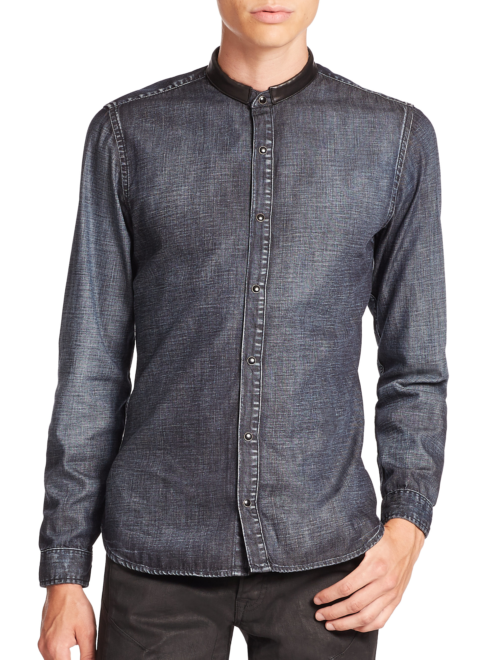 denim shirt with collar