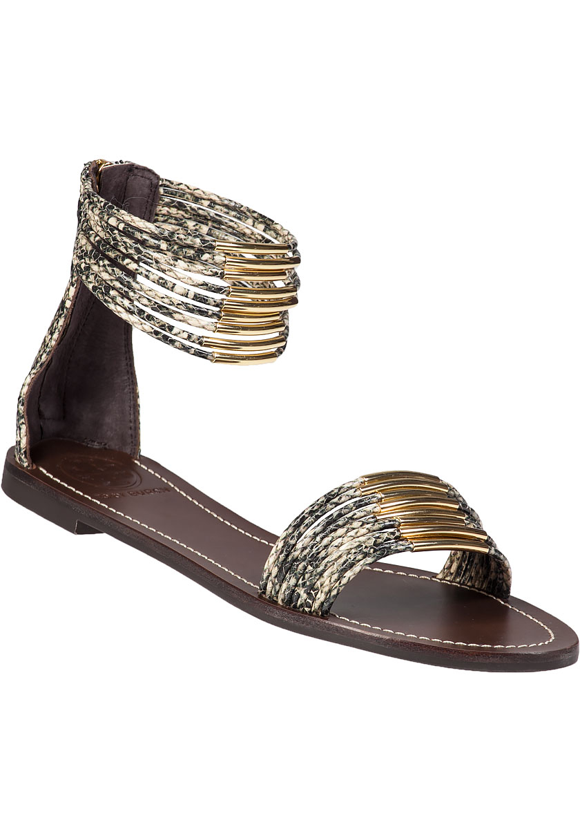 Lyst Tory Burch Mignon Ring Flat Sandal Airless Snake in Metallic