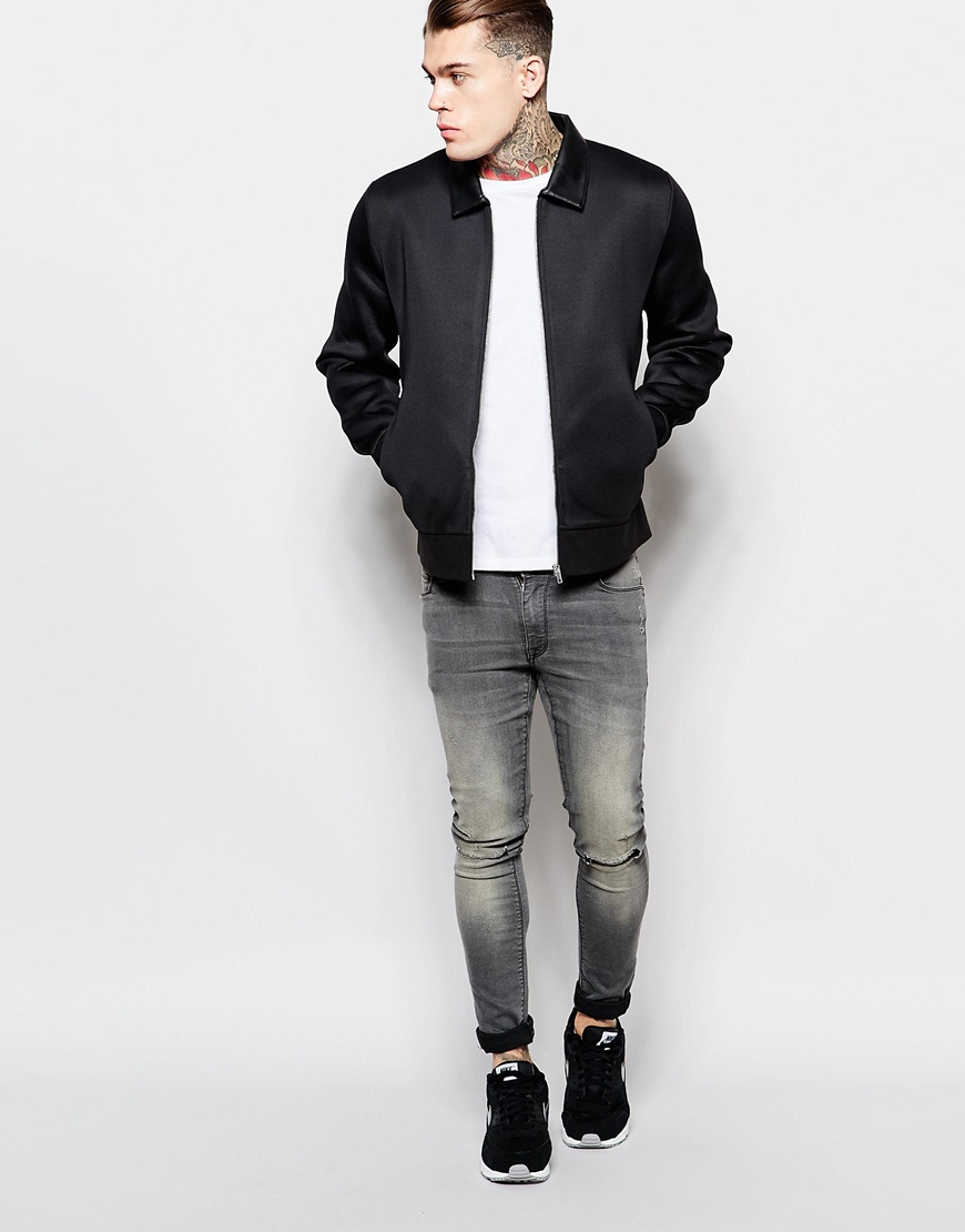 Download Lyst - ASOS Scuba Harrington Jacket With Faux Leather ...