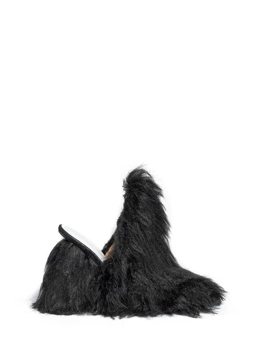 Maison margiela Faux Fur Mules in Black - Save 55% | Lyst