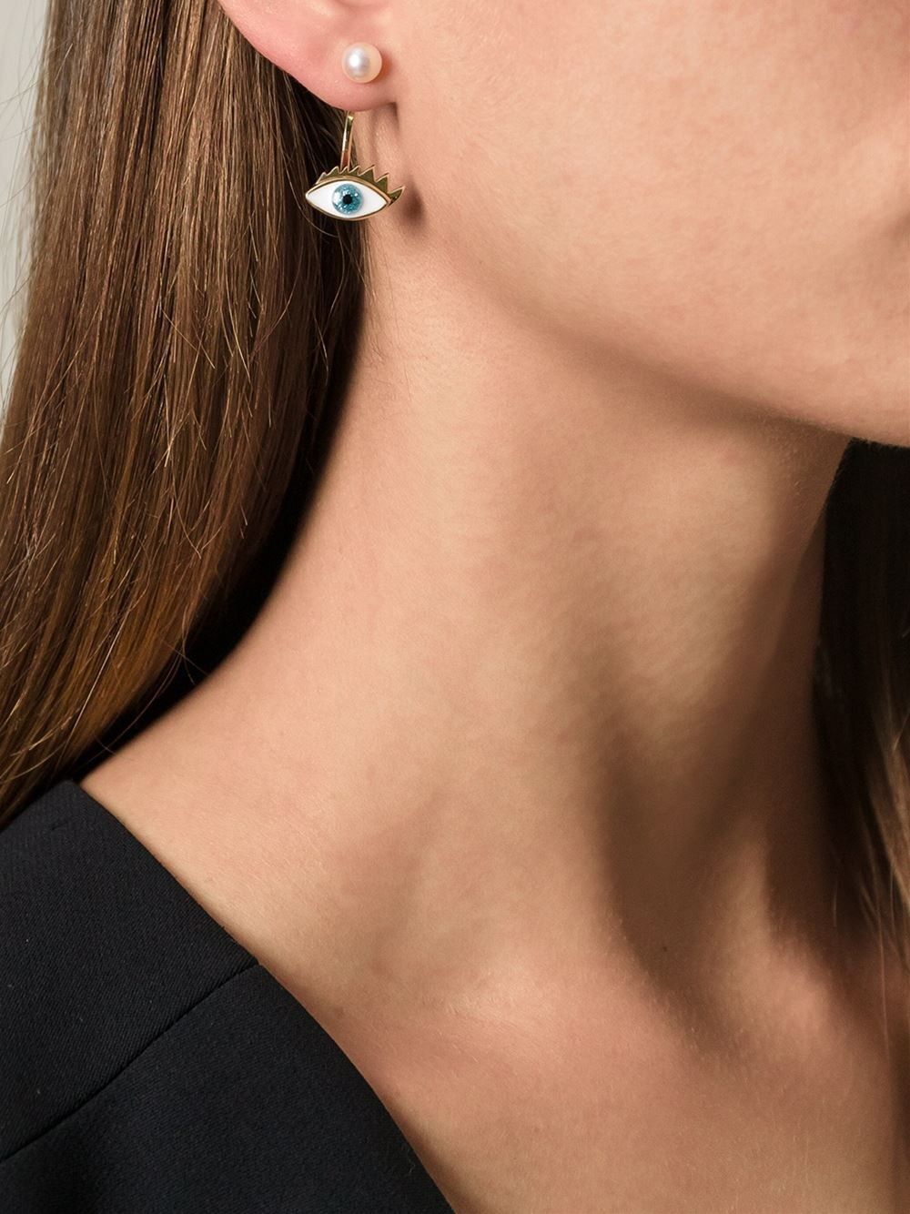 Lyst Delfina Delettrez Eye Piercing Earring In Blue Gallery