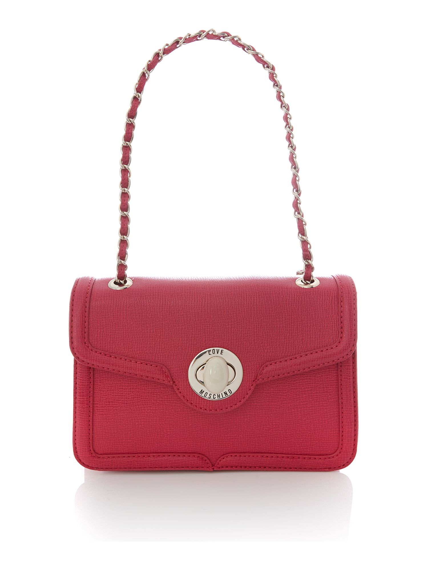 Love moschino Pink Small Saffiano Flapover Shoulder Bag in Pink Lyst