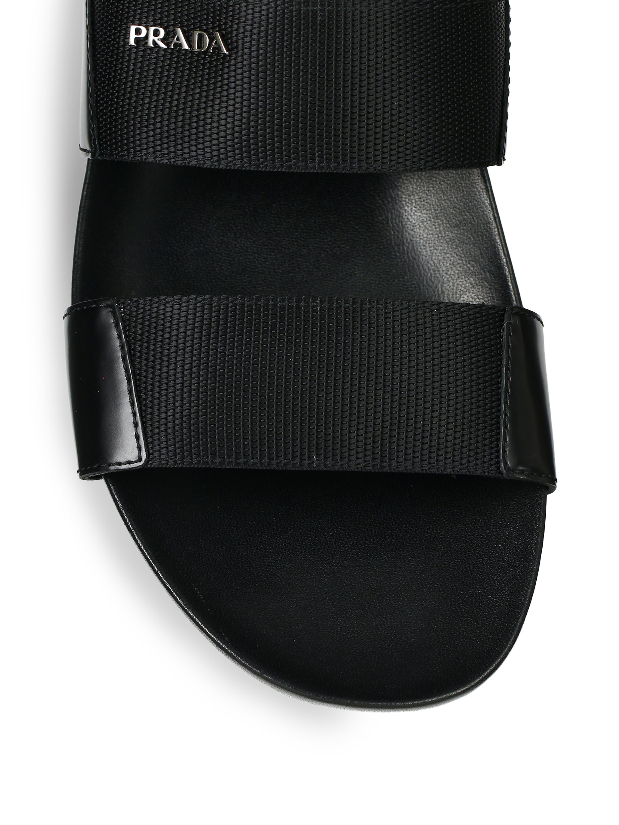 Lyst - Prada Double-Strap Nylon Sandals in Black for Men