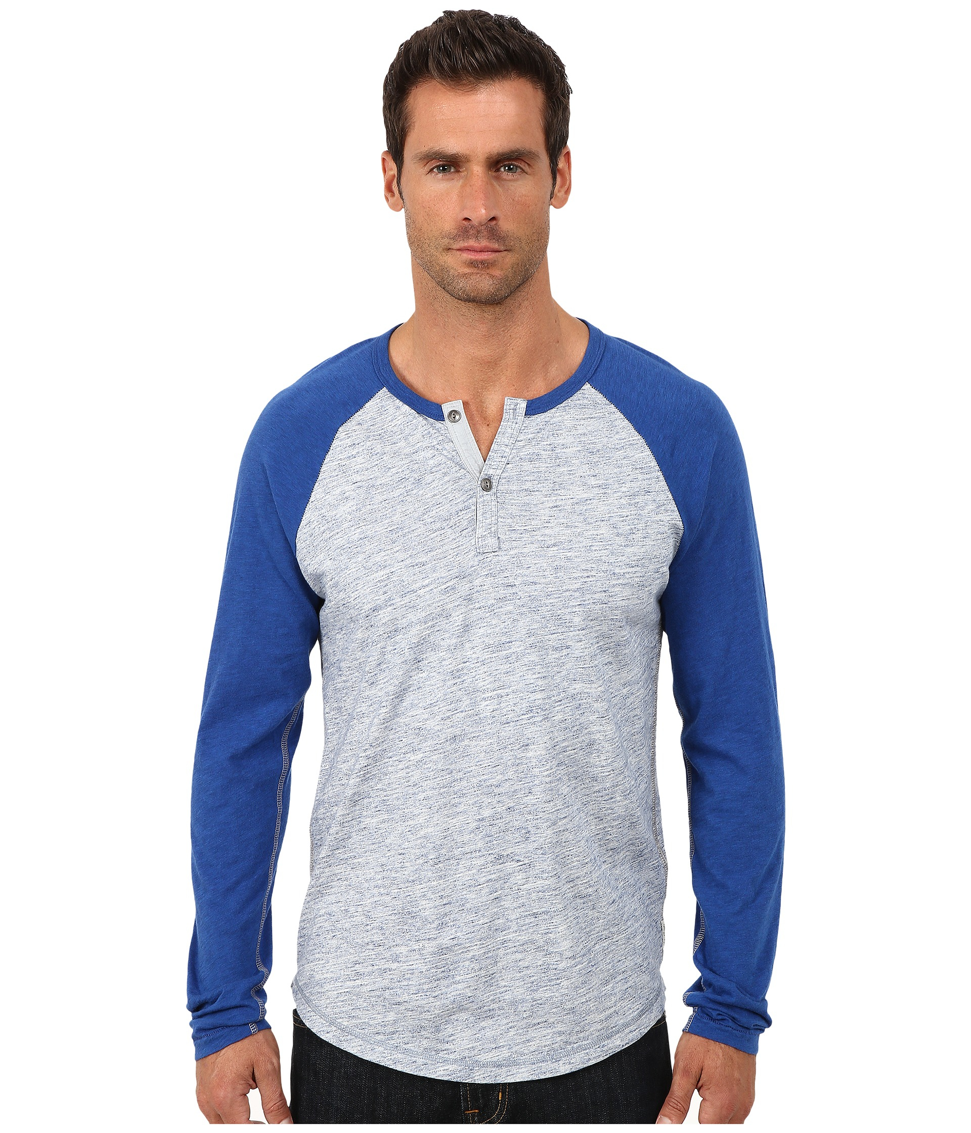Download Lucky brand Long Sleeve Raglan Henley in Blue for Men | Lyst