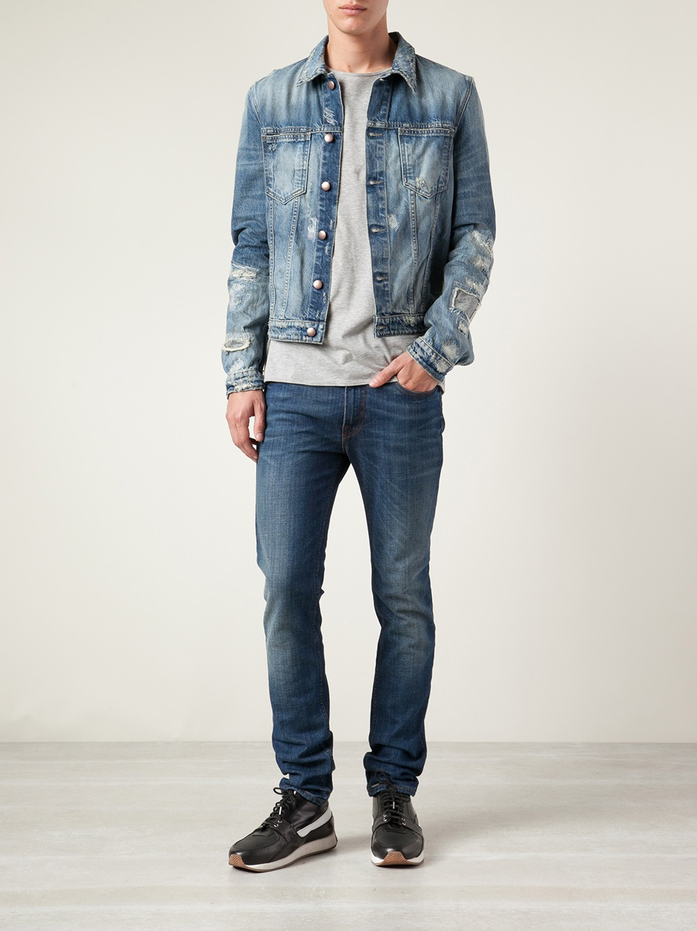 Lyst - Closed Distressed Jean Jacket in Blue for Men