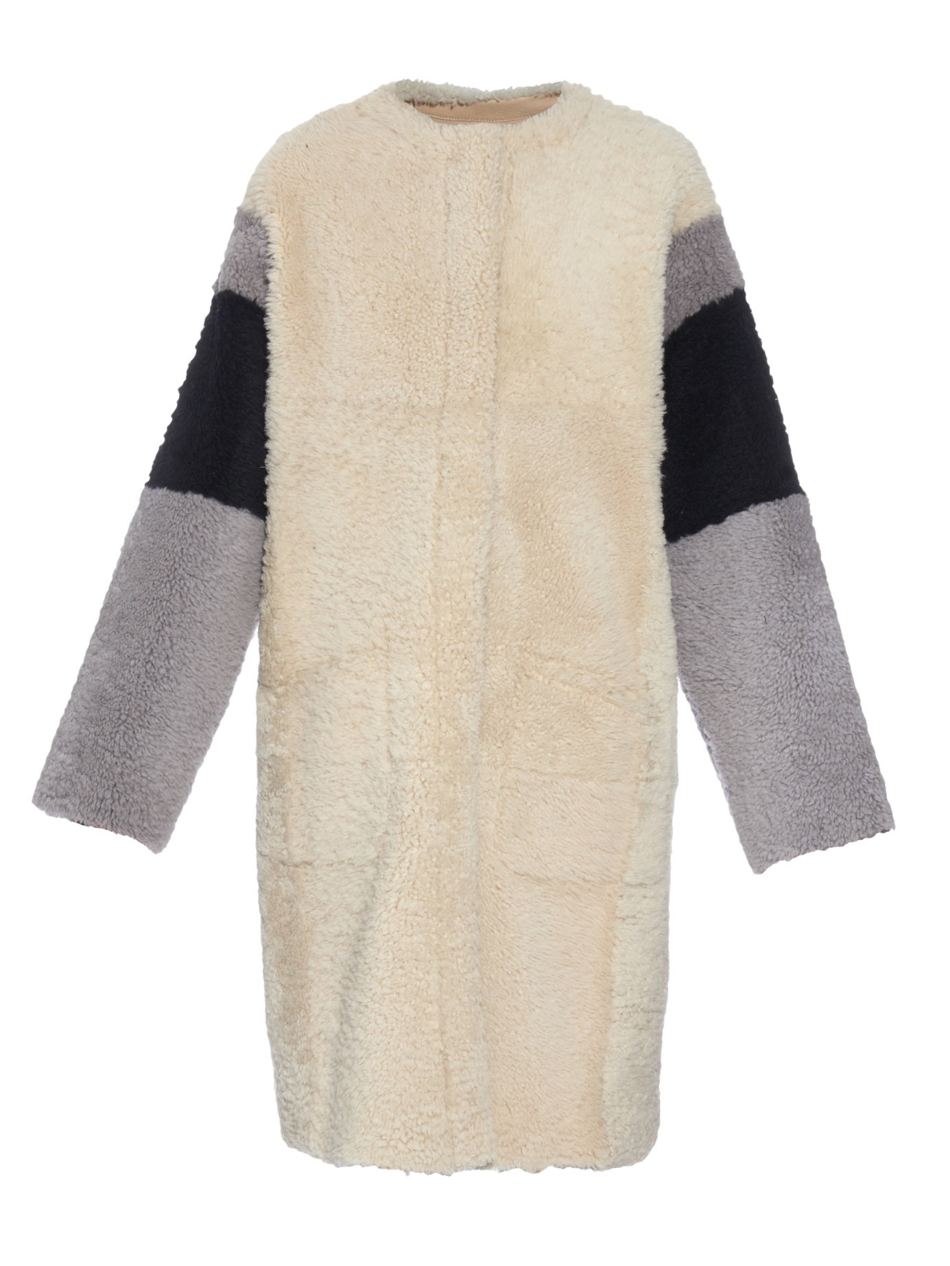 Lyst - Raey Reversible Colour-block Shearling Coat in Natural