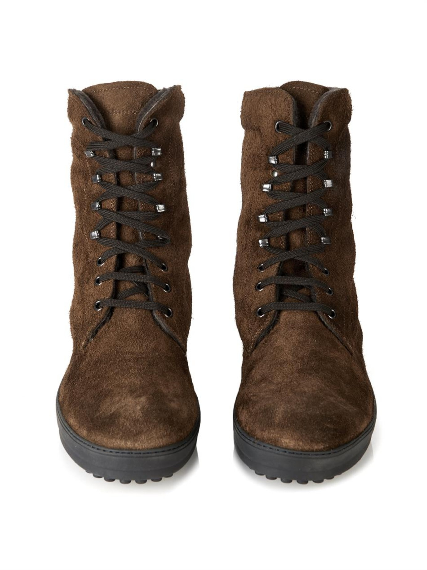 Lyst - Tod'S Shearling-Lined Suede Winter Boots in Brown for Men