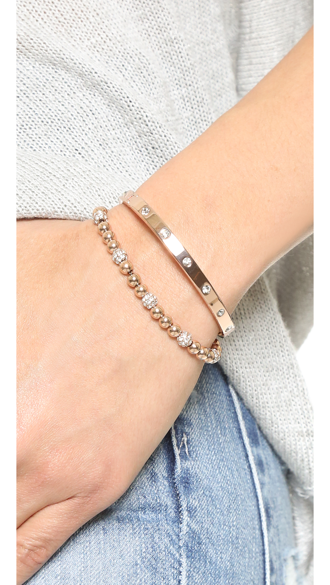 Kate spade Set In Stone Hinged Bangle in Gold (Clear/Rose Gold) Lyst