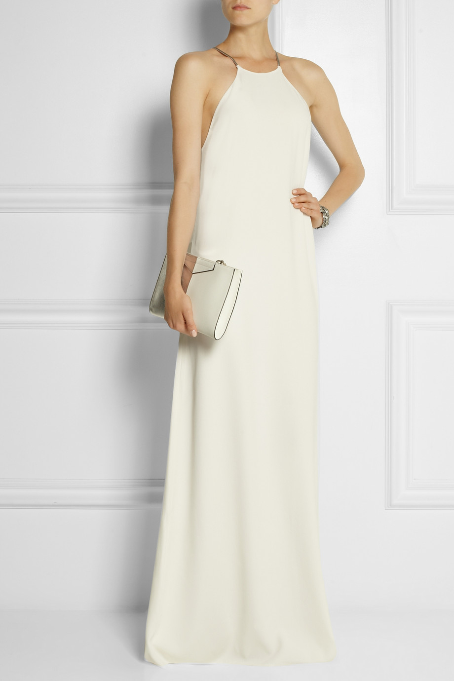 white crepe gown