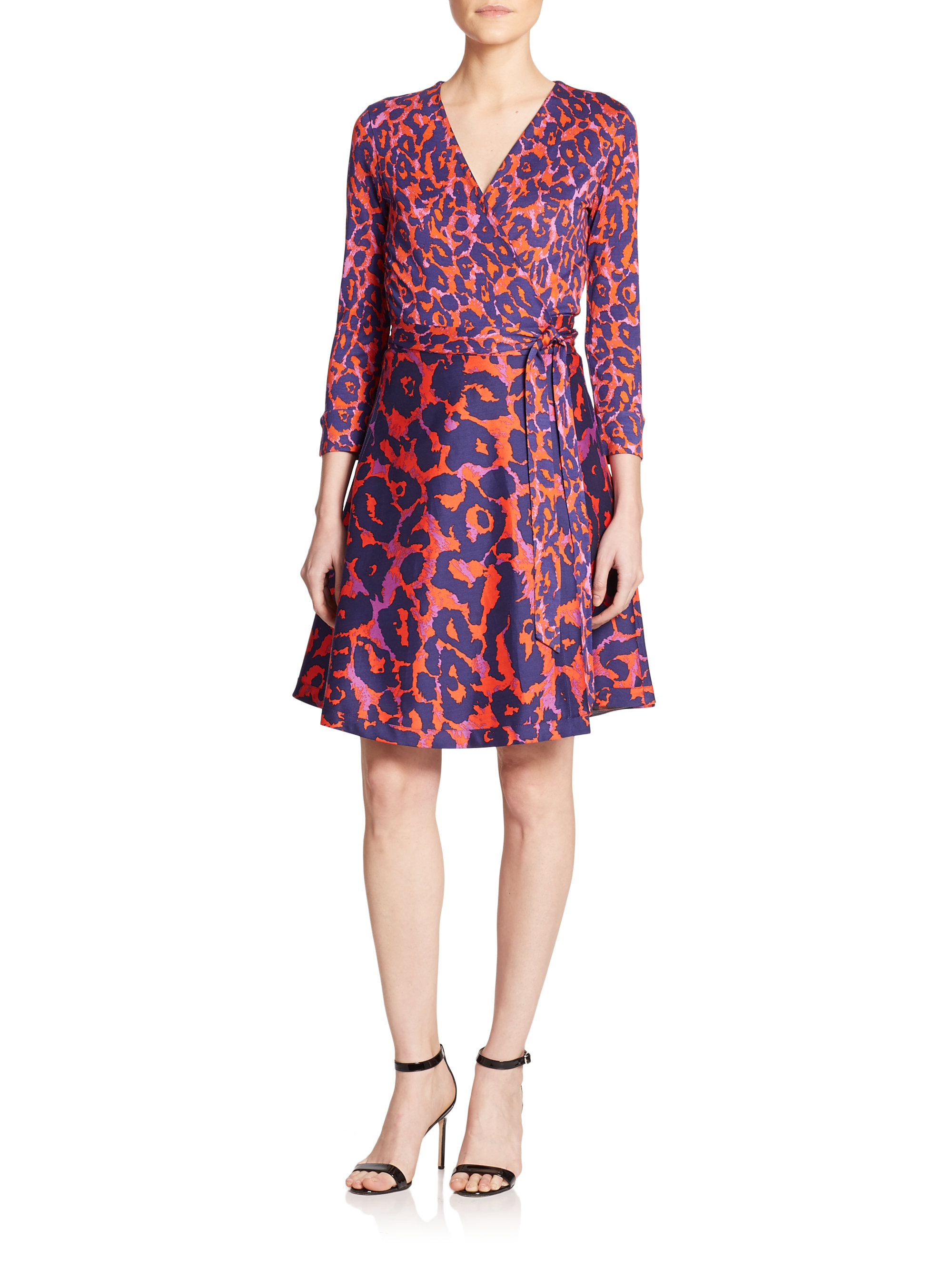 Diane von furstenberg Amelia Animalprint Wrap Dress in Blue Lyst