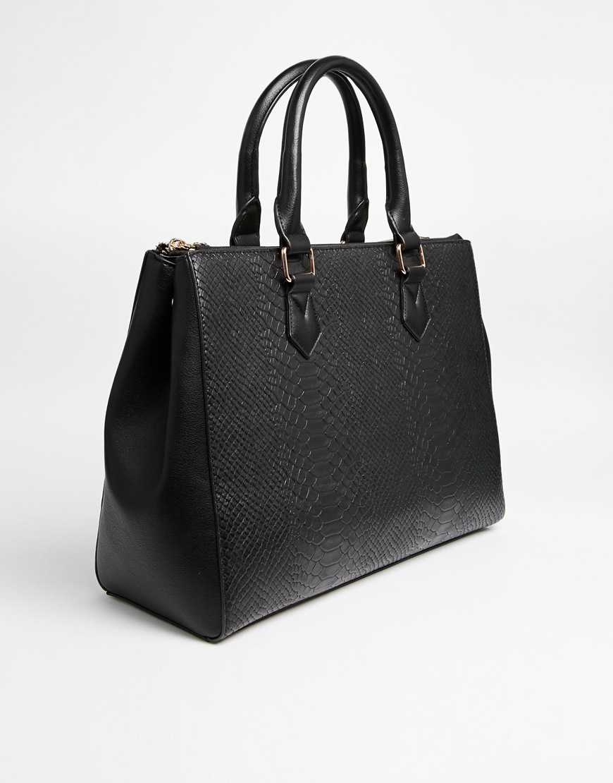Lyst - Asos Zip Top Tote Bag in Black