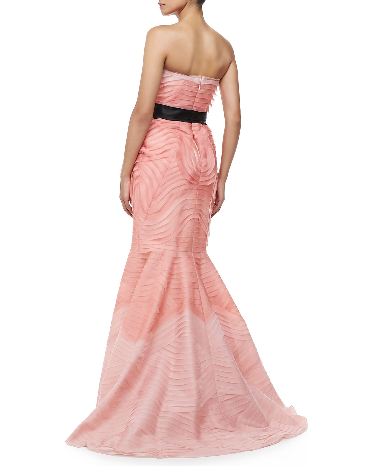 Carolina herrera Layered Strapless Bowwaist Gown in Pink | Lyst