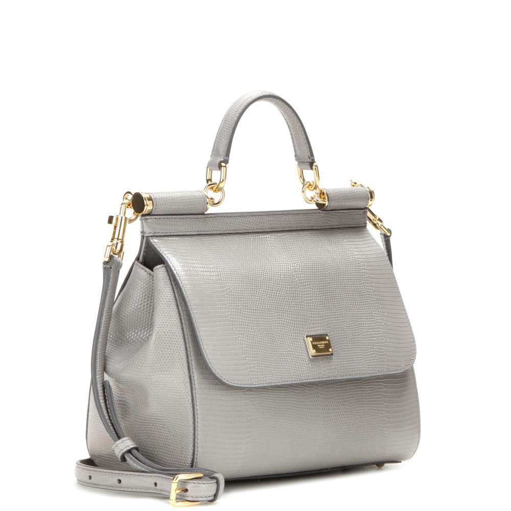 Lyst Dolce Gabbana Miss Sicily Embossed Leather Shoulder Bag In Gray Gallery Previously Sold At Mytheresa Women S Dolce Gabbana Sicily