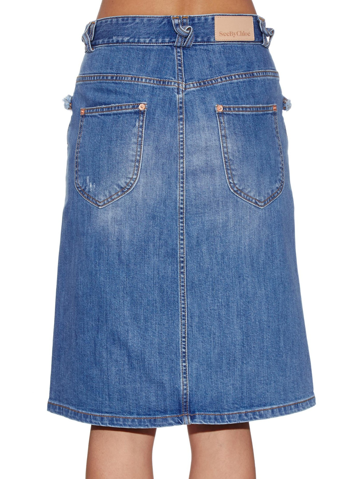 See By Chloé Braid-Detail Denim Skirt in Blue - Lyst