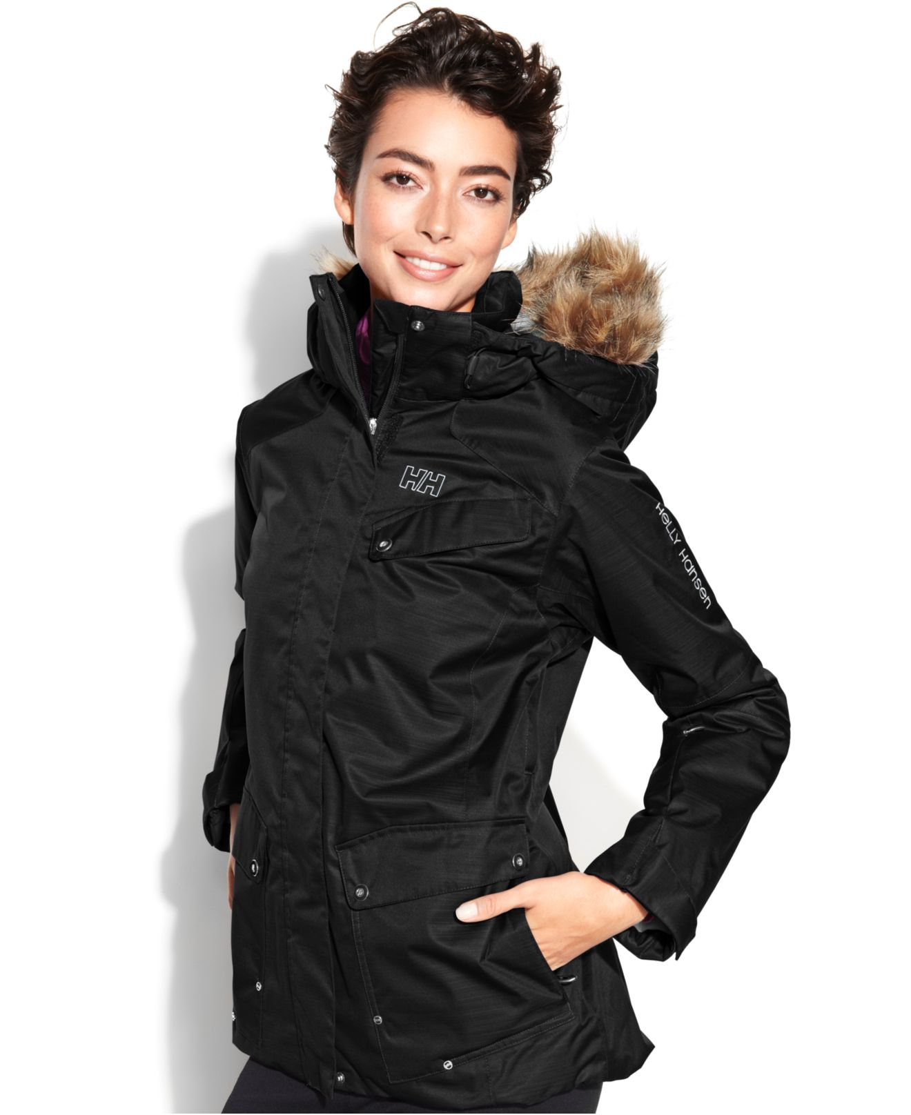 Lyst - Helly Hansen Harmony Hooded Faux-Fur-Trim Ski ...