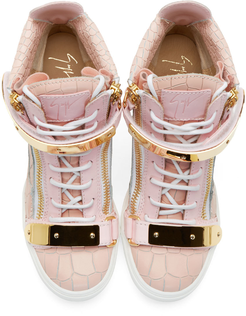 Giuseppe zanotti Pink Lorenz High_top Wedge Sneakers in Pink | Lyst