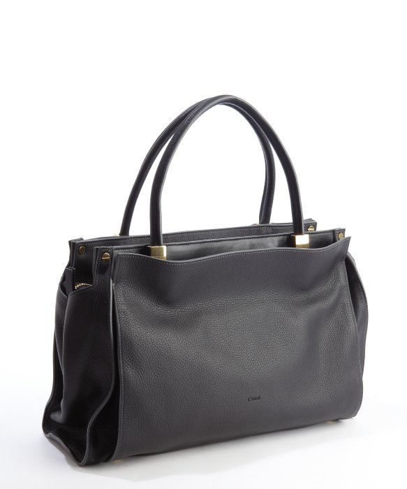 Chlo Black Leather Top Handle Drew Tote Bag in Black | Lyst  