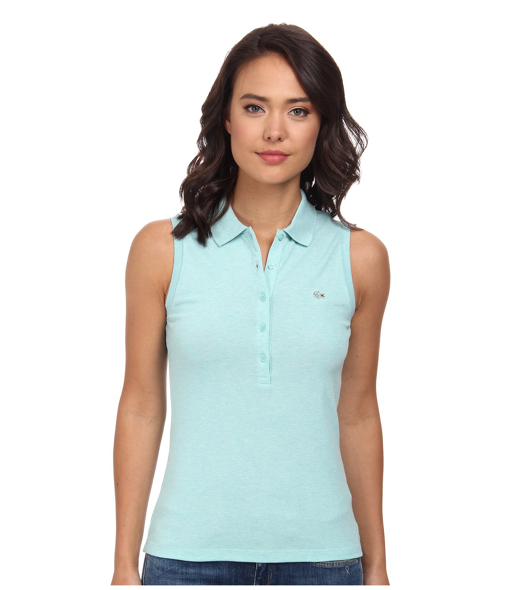 Lacoste Sleeveless Slim Fit Stretch Pique Polo Shirt in Blue (Corsica ...
