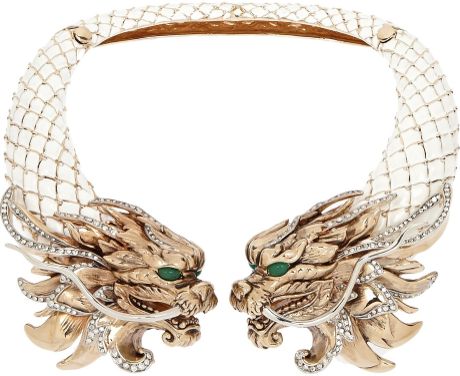 Roberto Cavalli Dragon Goldplated Enamel and Swarovski Crystal Necklace ...