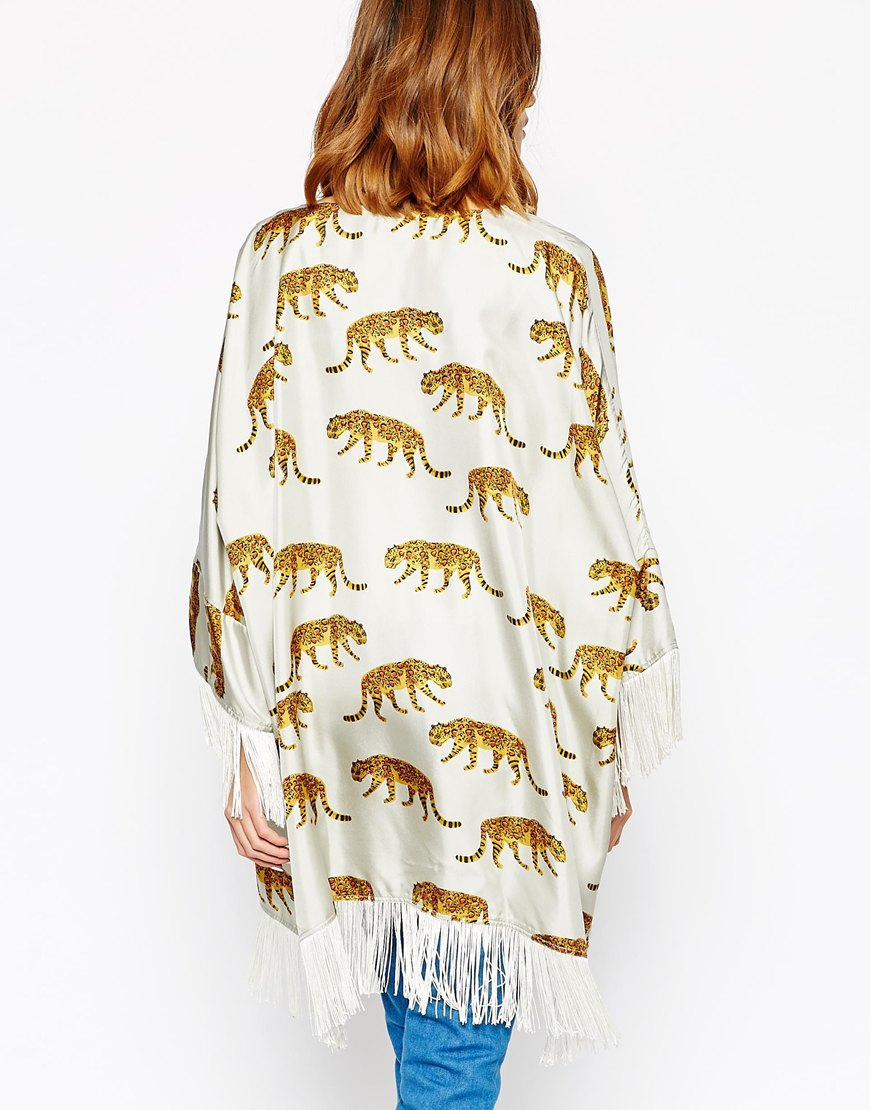 Lyst Essentiel Antwerp Essentiel Kimono In Tiger Print in Green