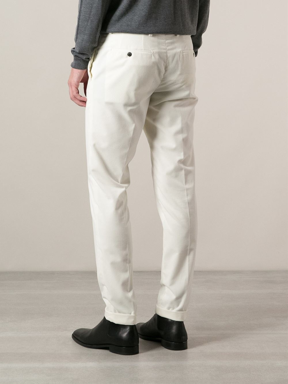 Lyst - Façonnable Corduroy Trousers in White for Men