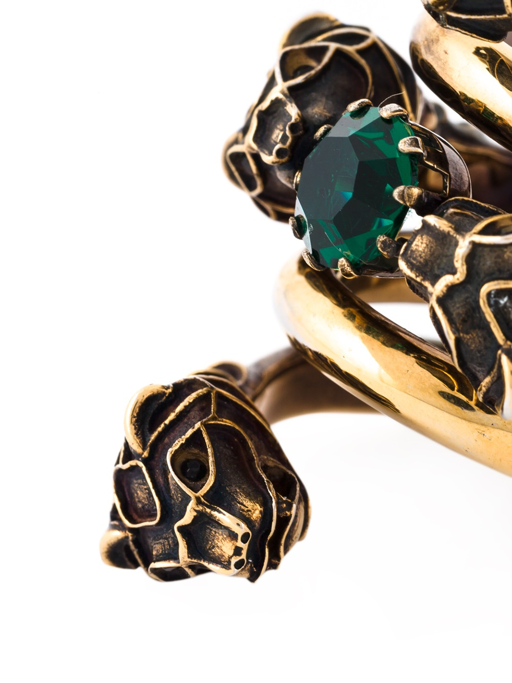 Gucci Snake Head Ring in Green Lyst