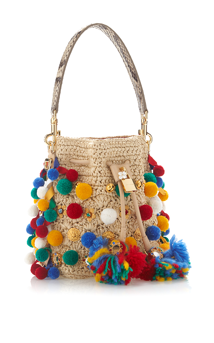 Lyst - Dolce & Gabbana Claudia With Pom Poms Bucket Bag