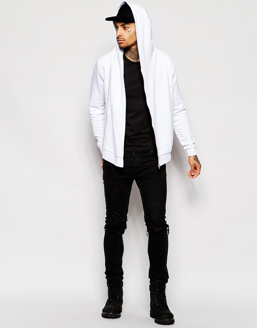 Lyst - Asos Asymmetric Zip Up Hoodie In White in White for Men
